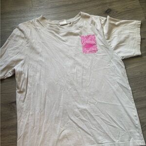White T-Shirt with Pink Graphic